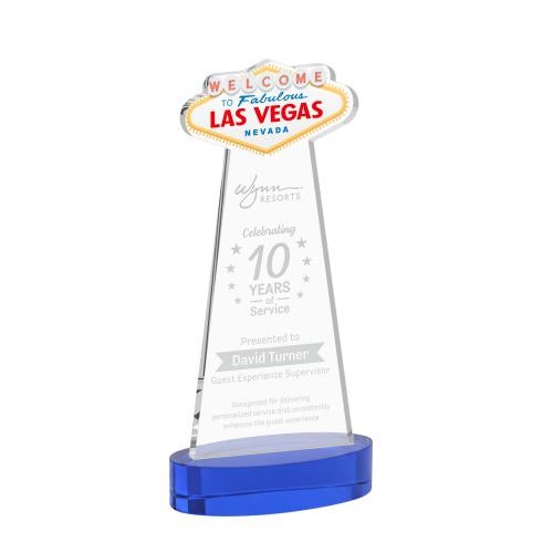Awards and Plaques - Crystal Trophies - Las Vegas on Alberton Base Blue Unique Crystal Trophy