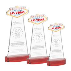 Las Vegas on Alberton Base Red Unique Crystal Trophy - Crystal Trophies