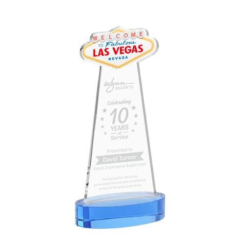 Awards and Plaques - Crystal Trophies - Las Vegas on Alberton Base Sky Blue Unique Crystal Trophy