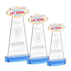 Las Vegas on Alberton Base Sky Blue Unique Crystal Trophy - Crystal Trophies