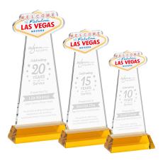 Las Vegas on Hartford Base Amber Unique Crystal Trophy - Crystal Trophies
