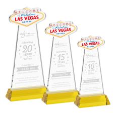 Las Vegas on Hartford Base Gold Unique Crystal Trophy - Crystal Trophies