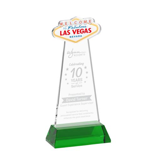 Awards and Plaques - Crystal Trophies - Las Vegas on Hartford Base Green Unique Crystal Trophy