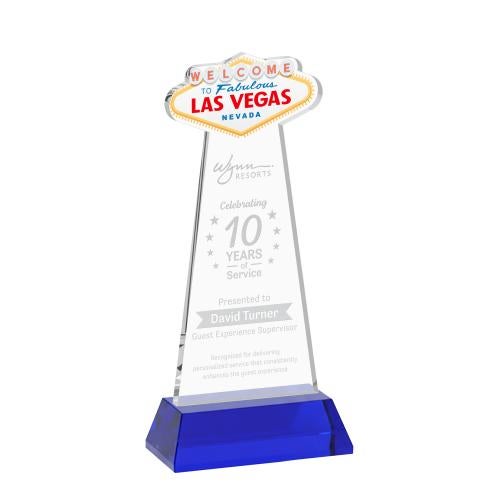Awards and Plaques - Crystal Trophies - Las Vegas on Hartford Base Blue Unique Crystal Trophy