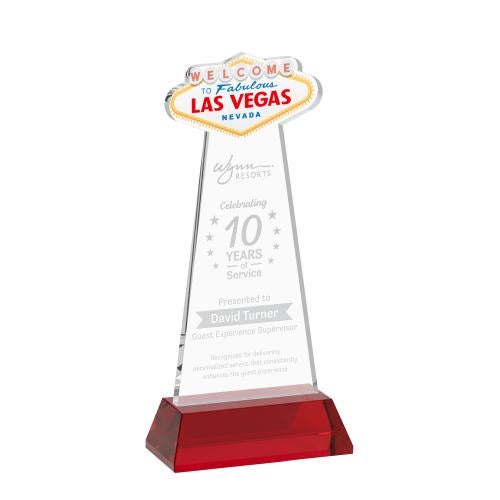 Awards and Plaques - Crystal Trophies - Las Vegas on Hartford Base Red Unique Crystal Trophy