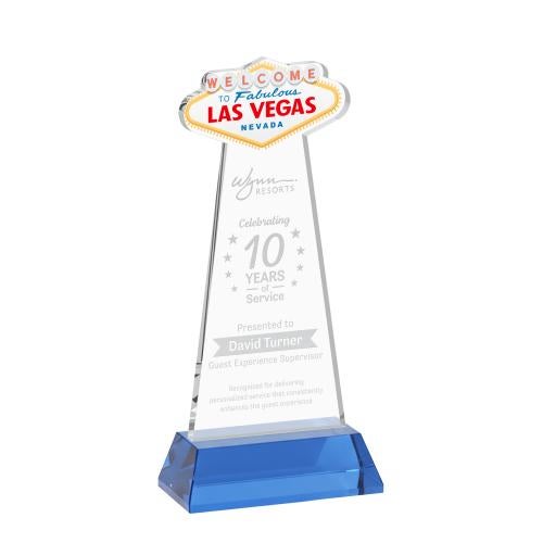 Awards and Plaques - Crystal Trophies - Las Vegas on Hartford Base Sky Blue Unique Crystal Trophy