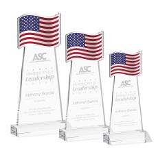 Flag Clear Unique Crystal Trophy - Patriotic and Government Awards 
