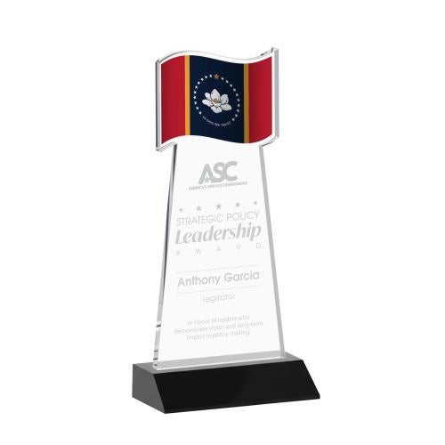 Awards and Plaques - Crystal Trophies - Flag Black Unique Crystal Trophy