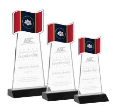 Flag Black Unique Crystal Trophy - Patriotic and Government Awards 