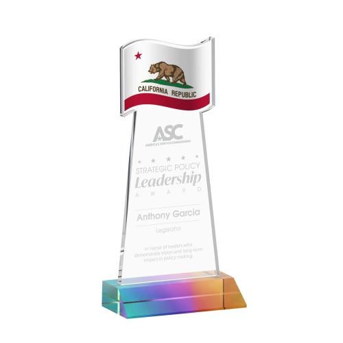 Awards and Plaques - Crystal Trophies - Flag Prismatic Unique Crystal Trophy