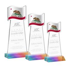 Flag Prismatic Unique Crystal Trophy - Patriotic and Government Awards 