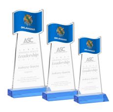 Flag Sky Blue Unique Crystal Trophy - Patriotic and Government Awards 