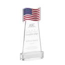 Flag on Alberton Base Clear Unique Crystal Trophy