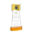 Flag on Alberton Base Amber Unique Crystal Trophy