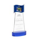Flag on Alberton Base Blue Unique Crystal Trophy