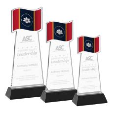 Flag on Hartford Base Black Unique Crystal Trophy - Patriotic and Government Awards 