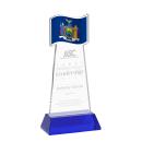 Flag on Hartford Base Blue Unique Crystal Trophy