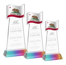 Flag on Hartford Base Prismatic Unique Crystal Trophy - Patriotic and Government Awards 