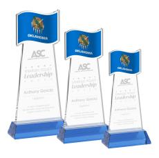 Flag on Hartford Base Sky Blue Unique Crystal Trophy - Patriotic and Government Awards 