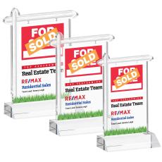 Real Estate Full Color Clear Unique Crystal Trophy - Crystal Trophies