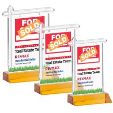 Real Estate Full Color Amber Unique Crystal Trophy - Crystal Trophies