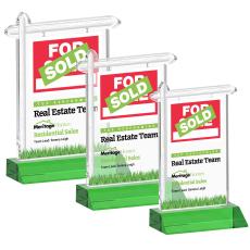 Real Estate Full Color Green Unique Crystal Trophy - Crystal Trophies