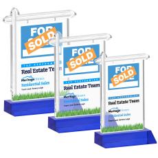Real Estate Full Color Blue Unique Crystal Trophy - Crystal Trophies