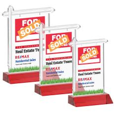 Real Estate Full Color Red Unique Crystal Trophy - Crystal Trophies