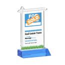 Real Estate Full Color Sky Blue Unique Crystal Trophy