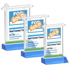 Real Estate Full Color Sky Blue Unique Crystal Trophy - Crystal Trophies