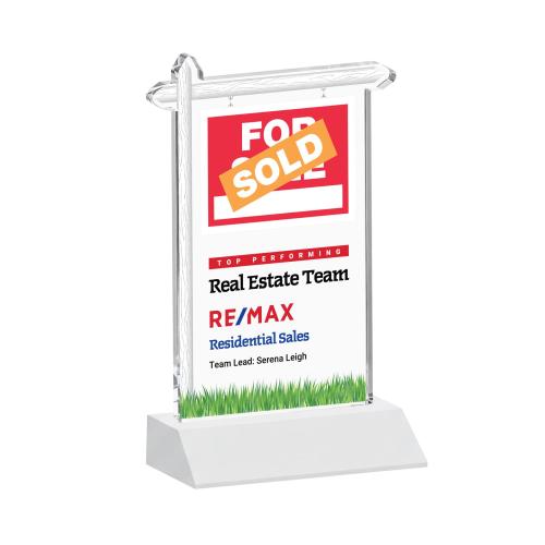 Awards and Plaques - Crystal Trophies - Real Estate Full Color Fagan Unique Crystal Trophy