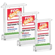 Real Estate Full Color on Alberton Base Clear Unique Crystal Trophy - Crystal Trophies