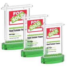 Real Estate Full Color on Alberton Base Green Unique Crystal Trophy - Crystal Trophies