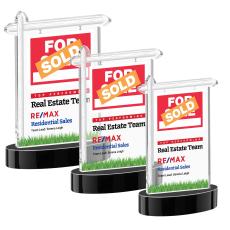 Real Estate Full Color on Alberton Base Black Unique Crystal Trophy - Crystal Trophies