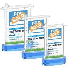 Real Estate Full Color on Alberton Base Sky Blue Unique Crystal Trophy - Crystal Trophies