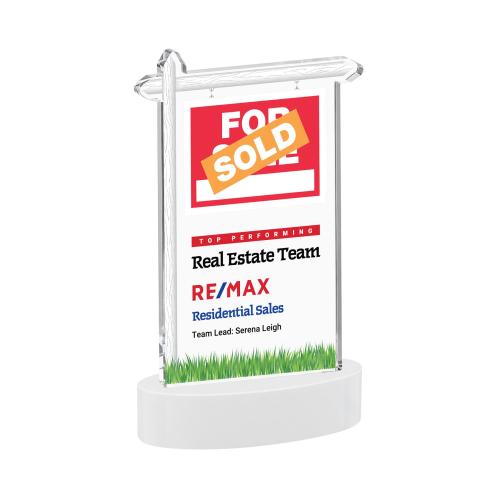 Awards and Plaques - Crystal Trophies - Real Estate Full Color on Alberton Base Fagan Unique Crystal Trophy