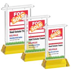 Real Estate Full Color on Hartford Base Gold Unique Crystal Trophy - Crystal Trophies