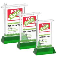 Real Estate Full Color on Hartford Base Green Unique Crystal Trophy - Crystal Trophies
