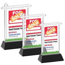 Real Estate Full Color on Hartford Base Black Unique Crystal Trophy - Crystal Trophies