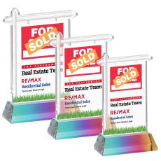 Real Estate Full Color on Hartford Base Prismatic Unique Crystal Trophy - Crystal Trophies