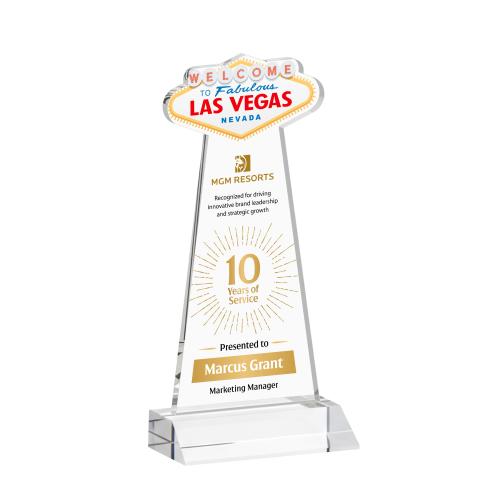 Awards and Plaques - Crystal Trophies - Las Vegas Full Color Clear Unique Crystal Trophy