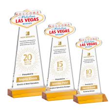 Las Vegas Full Color Amber Unique Crystal Trophy - Crystal Trophies