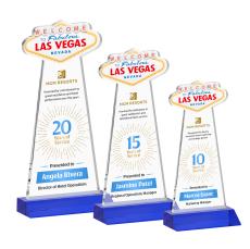 Las Vegas Full Color Blue Unique Crystal Trophy - Custom Trophies