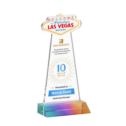Awards and Plaques - Crystal Trophies - Las Vegas Full Color Prismatic Unique Crystal Trophy