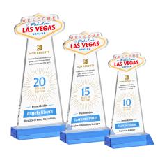 Las Vegas Full Color Sky Blue Unique Crystal Trophy - Custom Trophies