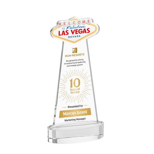 Awards and Plaques - Crystal Trophies - Las Vegas Full Color on Alberton Base Clear Unique Crystal Trophy