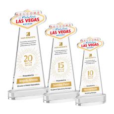 Las Vegas Full Color on Alberton Base Clear Unique Crystal Trophy - Custom Trophies