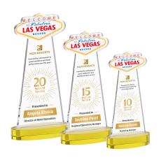 Las Vegas Full Color on Alberton Base Gold Unique Crystal Trophy - Custom Trophies