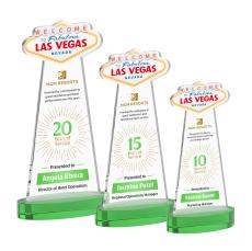 Las Vegas Full Color on Alberton Base Green Unique Crystal Trophy - Custom Trophies
