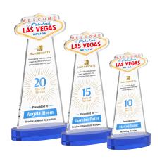 Las Vegas Full Color on Alberton Base Blue Unique Crystal Trophy - Custom Trophies
